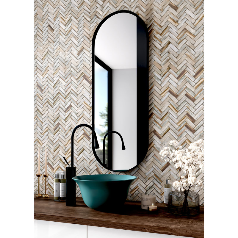 Aloha 1.2 in. x 3.9 in. Herringbone Matte Tile, Light Beige