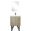 Meuble-lavabo rustique de 61 cm de large, comptoir en quartz blanc, robinet en métal et miroir de 46 cm - Finition teintée résistante aux égratignures