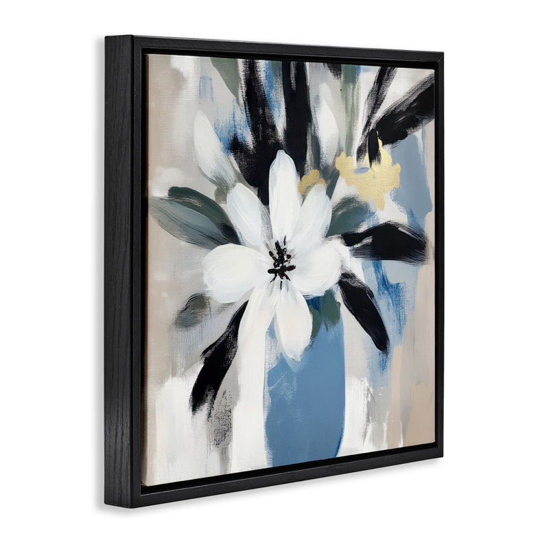 Cadre flottant Timeless Modern Flower Bouquet, design par Mona Grace, Cadre flottant noir de jais, H 18 po x l 18 po