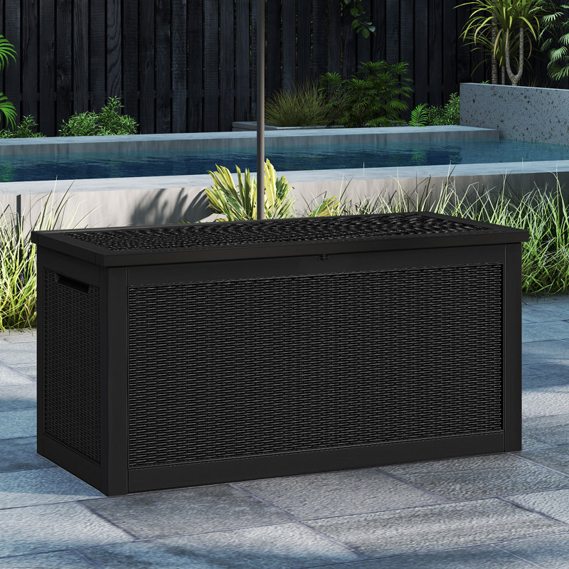 Boîte de rangement en résine Balconera, 320 gallons, noir, Noir