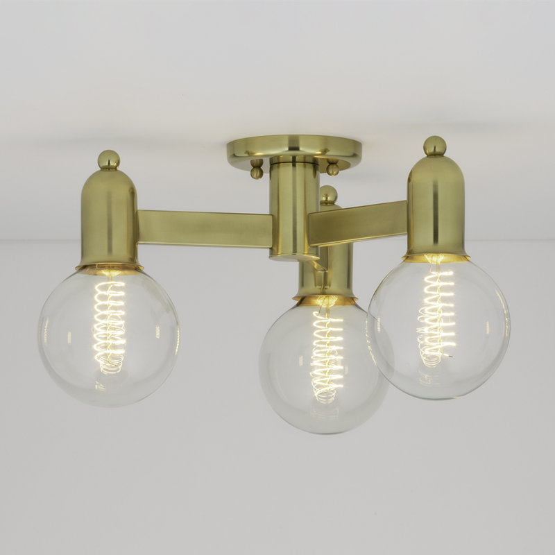 Saimi Semi Flush Mount, Aged Brass