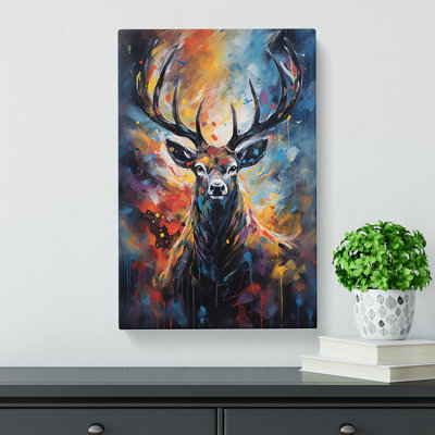 Deer Abstract Art - Wrapped Canvas