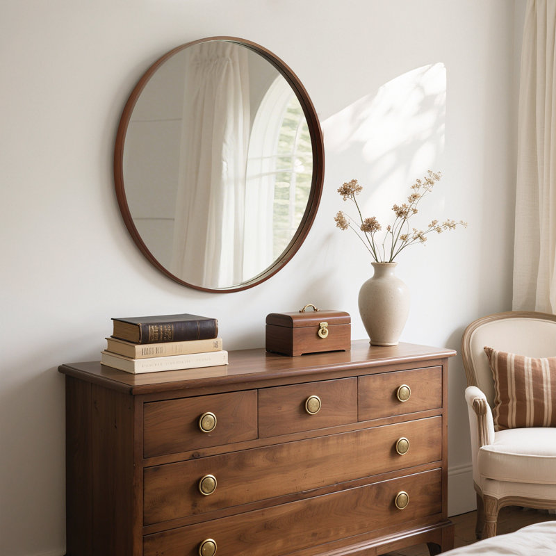 Miroir Karrina, 28 po x 28 po, Noyer