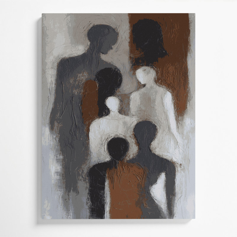 Abstrait art figuratif gris sur toile 90, H 18 po x l 12 po