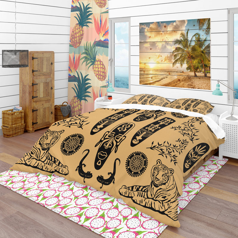 Ensemble de housse de couette africain, Housse de couette très grand + 2 taies décoratives