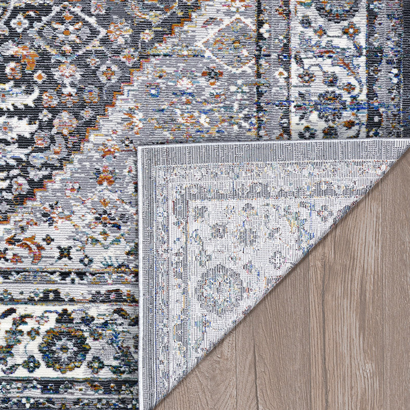 Tapis gris foncé / ivoire Douglus, Rectangle 5 pi 3 po x 7 pi 6 po
