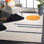 Tapis crème / noir en laine fait à la main Arabelle-70712166