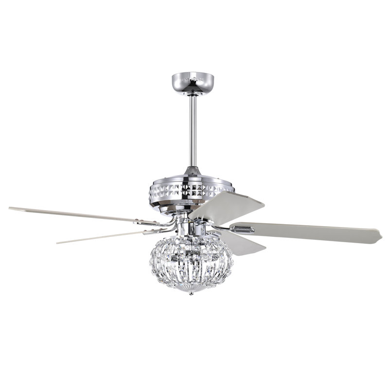 Ventilateur de plafond en cristal à 5 pales de 25,98 po avec télécommande et ensemble d'éclairage inclus