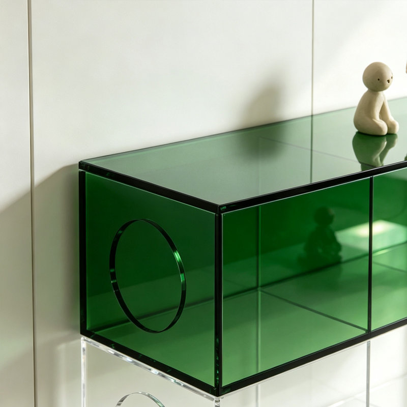 Console de rangement ouverte en acrylique vert, H 35,43 po x l 47,24 po x P 9,84 po