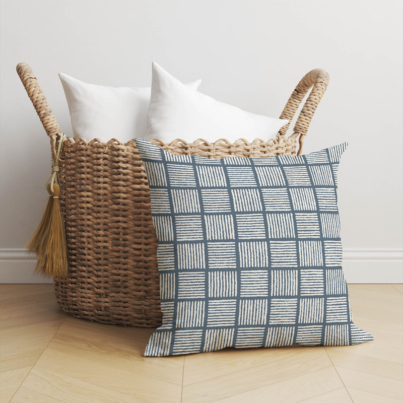 Coussin Tally Blocks, H 26 po x l 26 po, Bleu