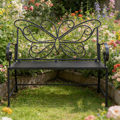 Butterfly Metal Outdoor Garden Bench