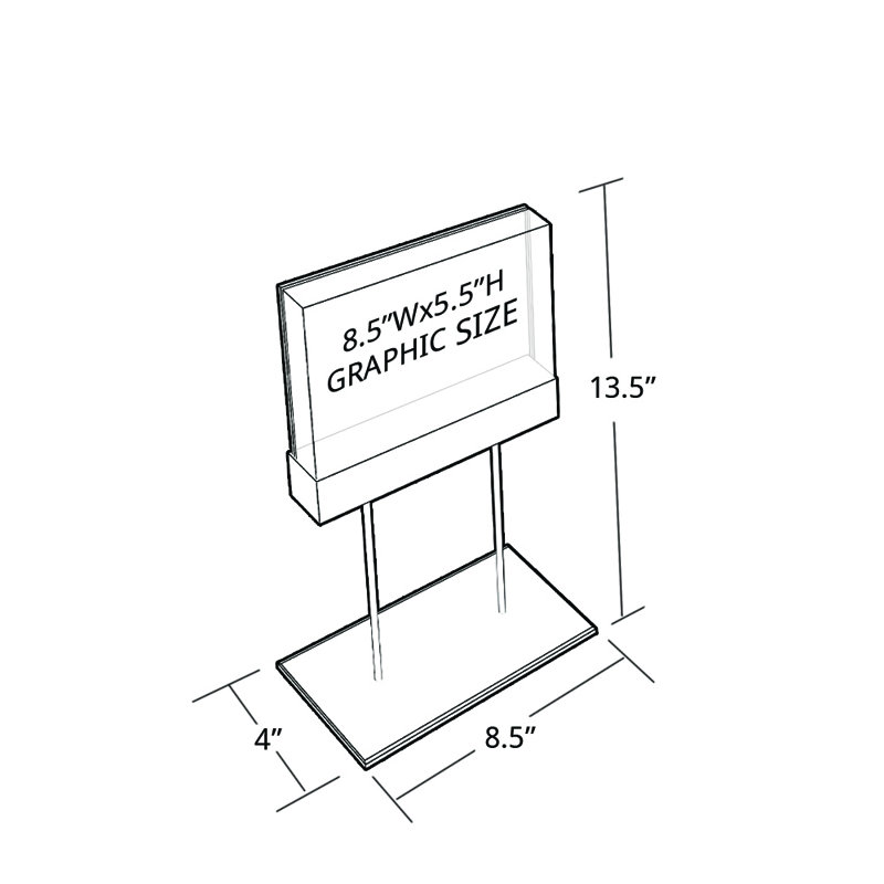 Small Clear Acrylic Block Sign Holder with Chrome Stand for Counter