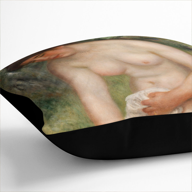 Bather Drying Herself Vol.1 Square Throw Cushion, 40cm H x 40cm W x 15cm D, Black