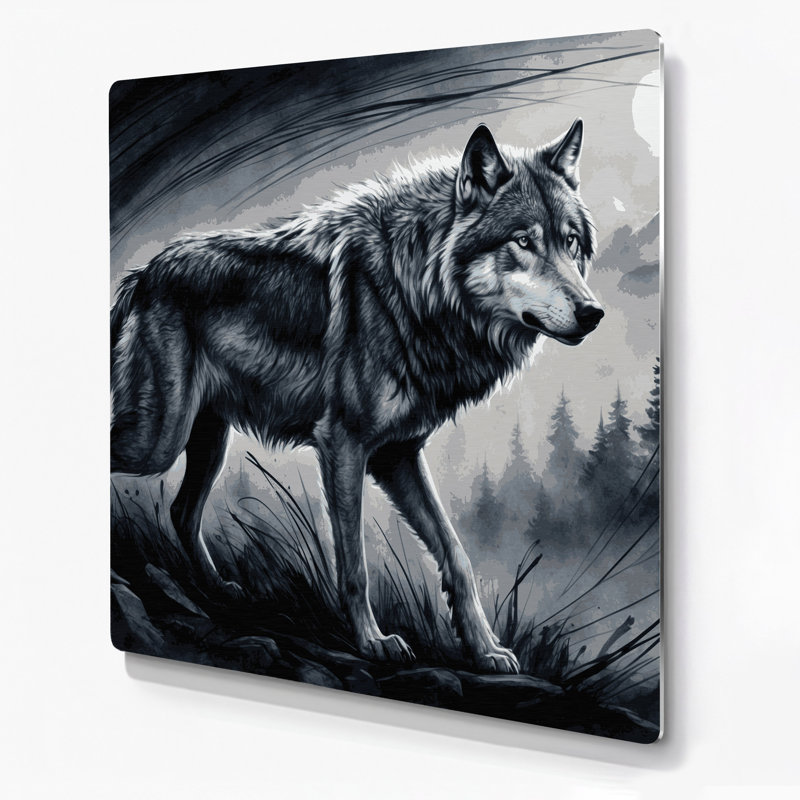 Wildlife Grey Wolf Grey Metal Wall Art, 16'' H x 16'' W
