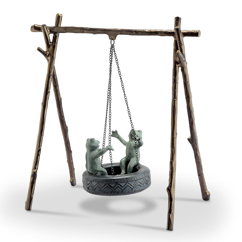 Tire Swing Frogs Garden Statue