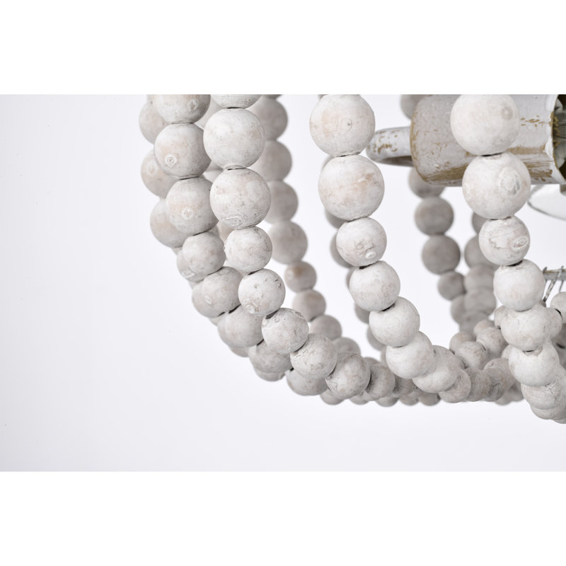 Matte Gold and Weathered White Beaded Bowl Flush Mount Light
