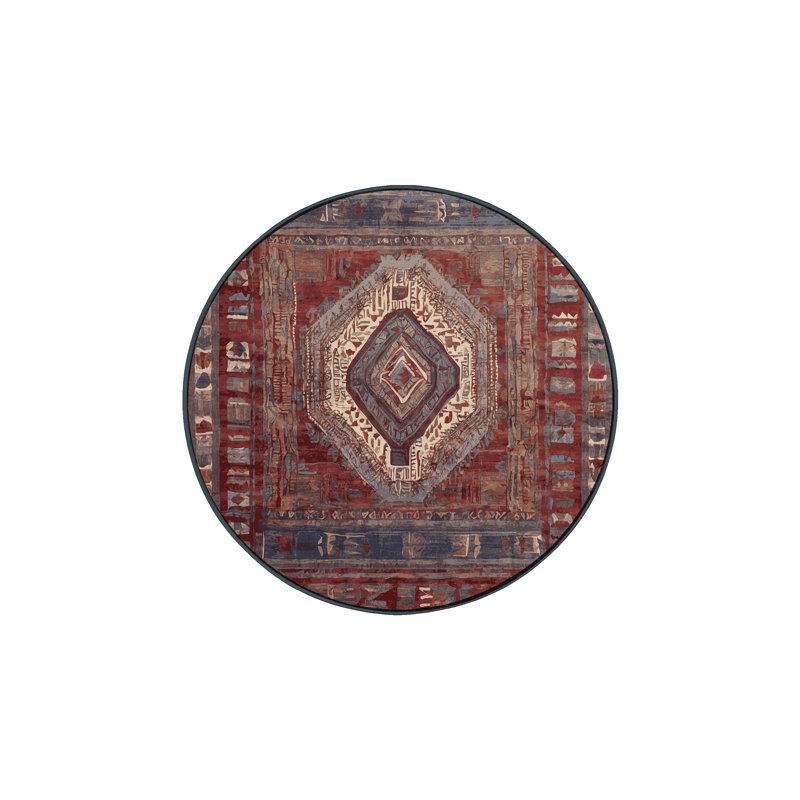 Tapis noir soyeux et moelleux, Rond 3 pi