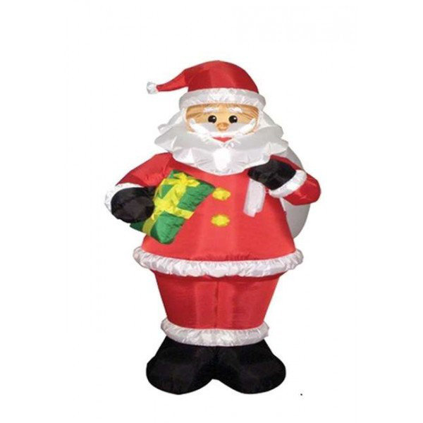 Père noël contenant une boîte-cadeau gonflable