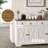 Sideboards Farmhouse White Buffet Cabinet with 2 Drawers, 4 Barn Doors &amp; Adjustable Shelves | Wood Grain Top | Particle Board Frame