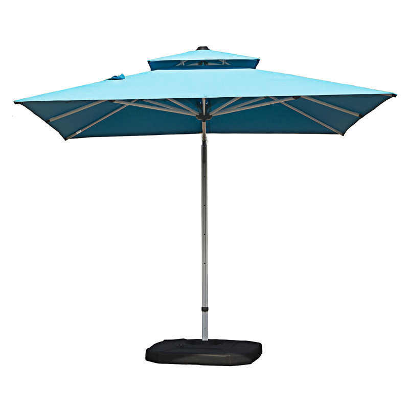 Parasol en porte-à-faux inclinable avec poteau central, L 104,35 po x P 104,35 po, Bleu lac