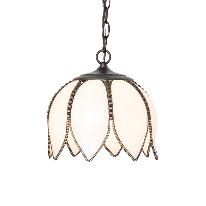 10" Wide Tulip Mini Pendant, Pink/White