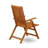 3 Piece Outdoor Conversation Bistro Set Contains a Round Acacia Wood Coffee Table and 2 Folding Adjustable Arm Chairs, Natural Oil