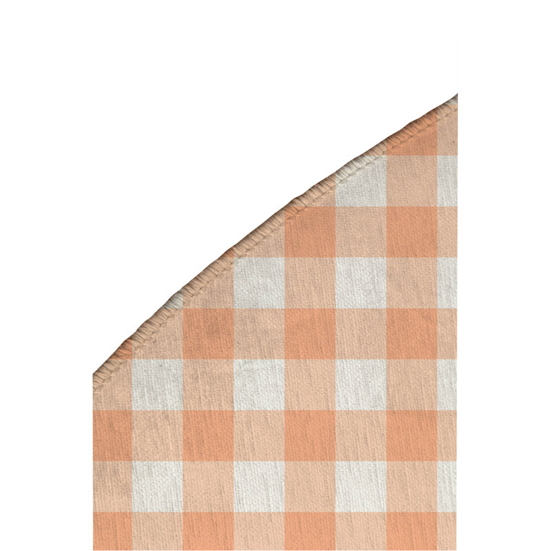 Proper Gingham Non-Slip Outdoor Rug, Round 5'