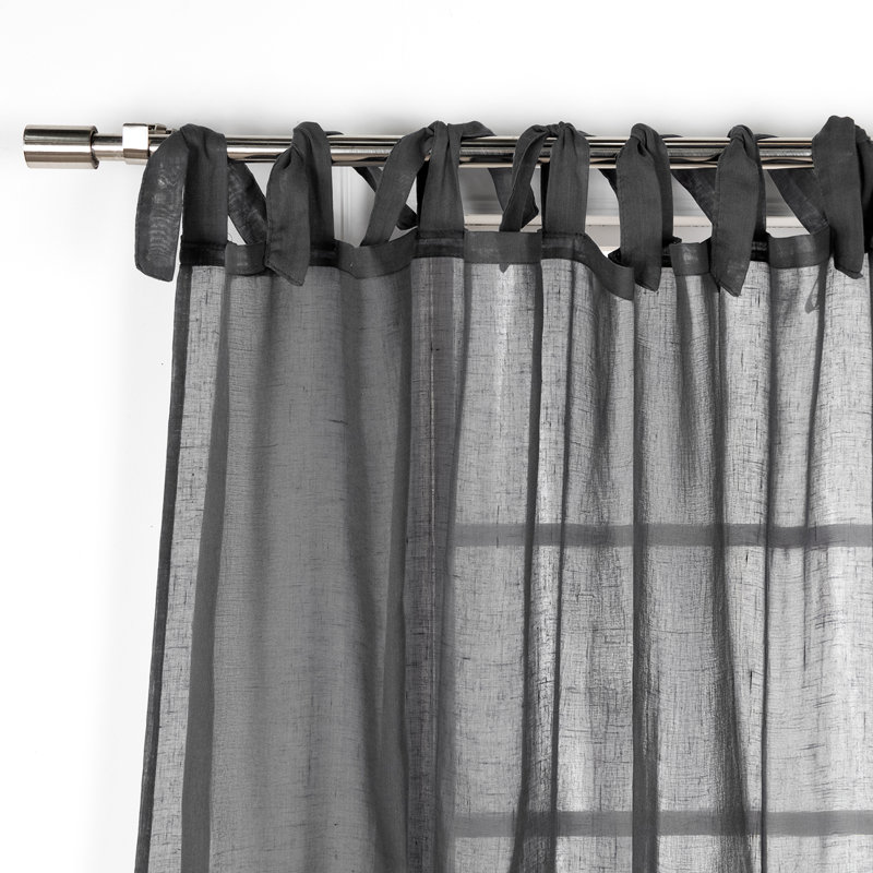 Elyse Sheer Curtain Panel Pair, Dark Gray, 52" W x 84" L