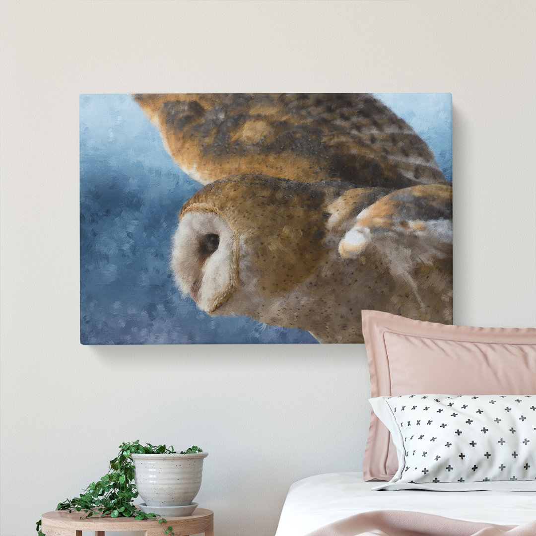 Barn Owl In The Snow Painting - Wrapped Canvas