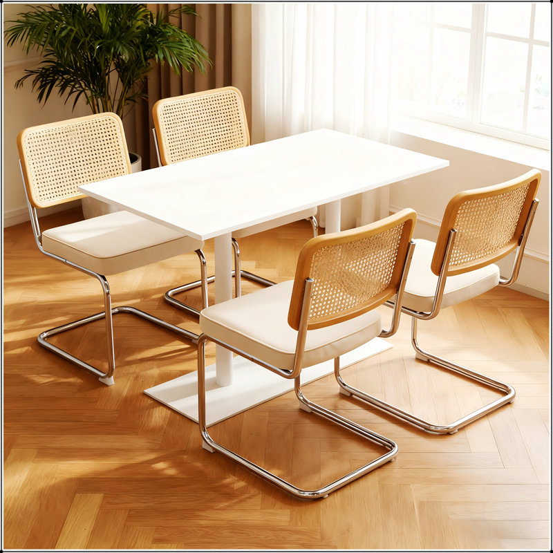 Ensemble de chaises de salle à manger rembourrées Modern, Beige, Beige, Argent
