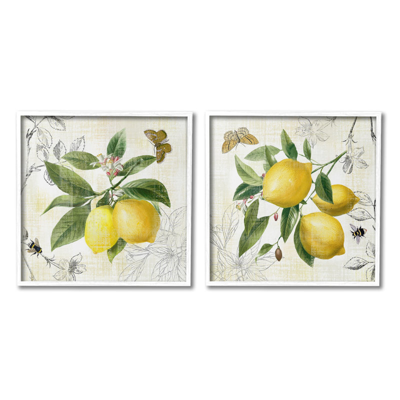 "Distress Country Lemons" par Nan 2 - Pièces sur toile, Estampe numérique Farmhouse, H 12 po x l 12 po