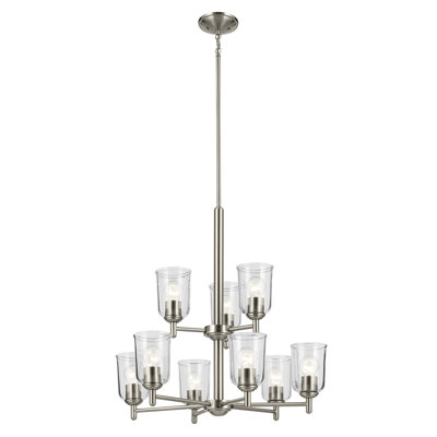 26.5" 9-Light 2-Tier Chandelier with Clear Glass