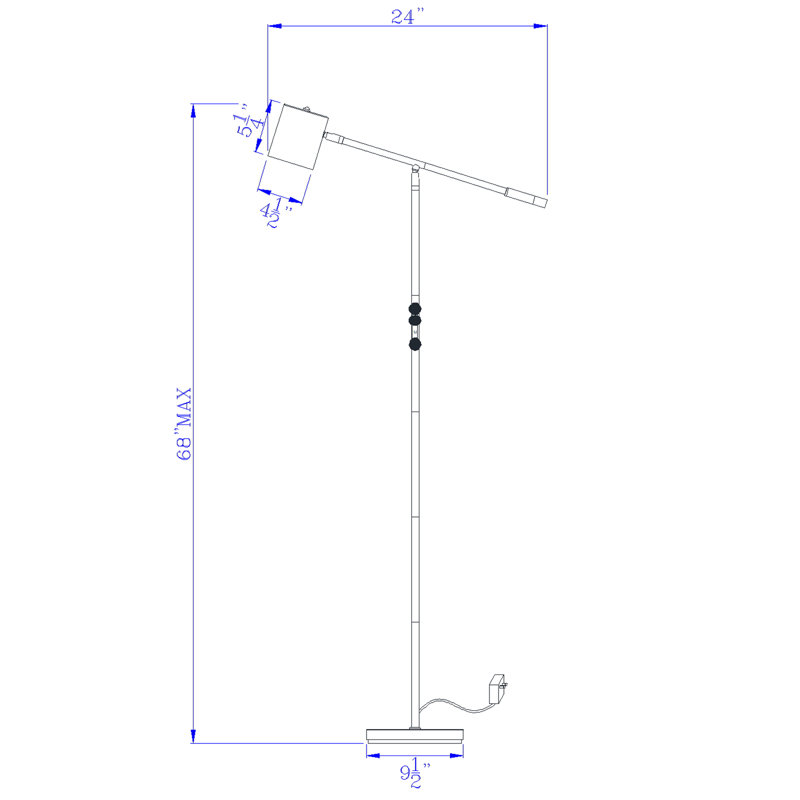 Racine 12W Integrated LED adjustable floor lamp with dimmer control and multi-kevin color temperature (3000K to 6000K)