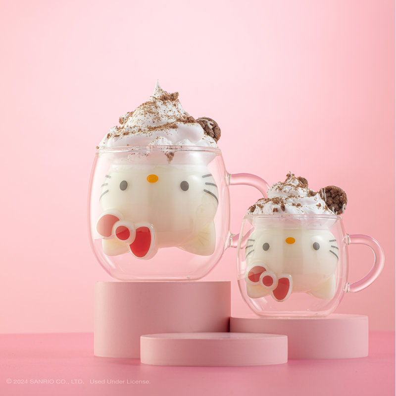 Hello Kitty 3D Double Wall Coffee Mug, Clear, 13.5