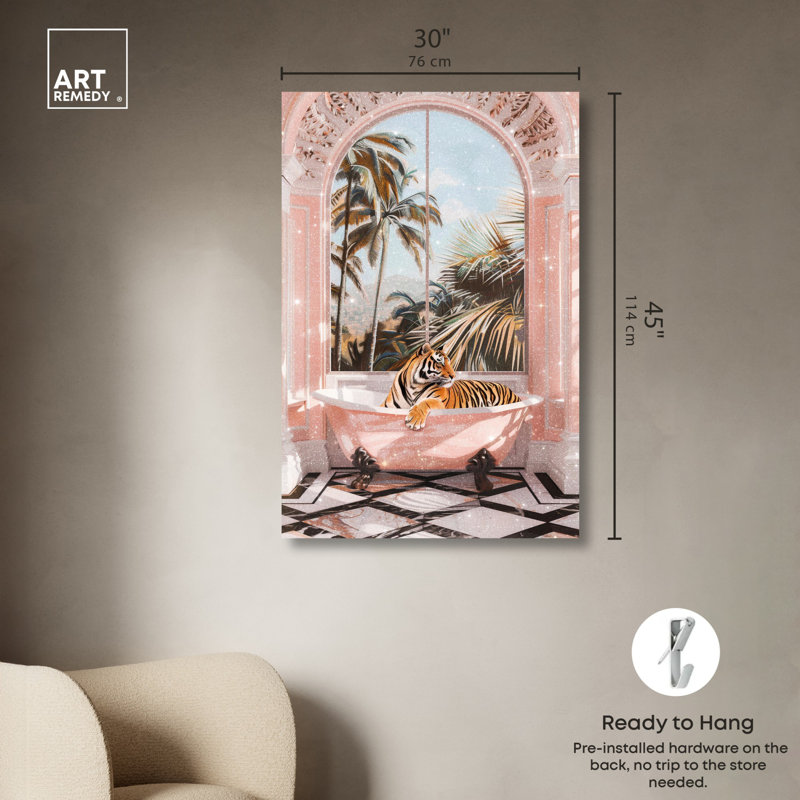 «Sleeping Tiger Bath» par Art Remedy, Toile tendue, H 45 po x l 30 po
