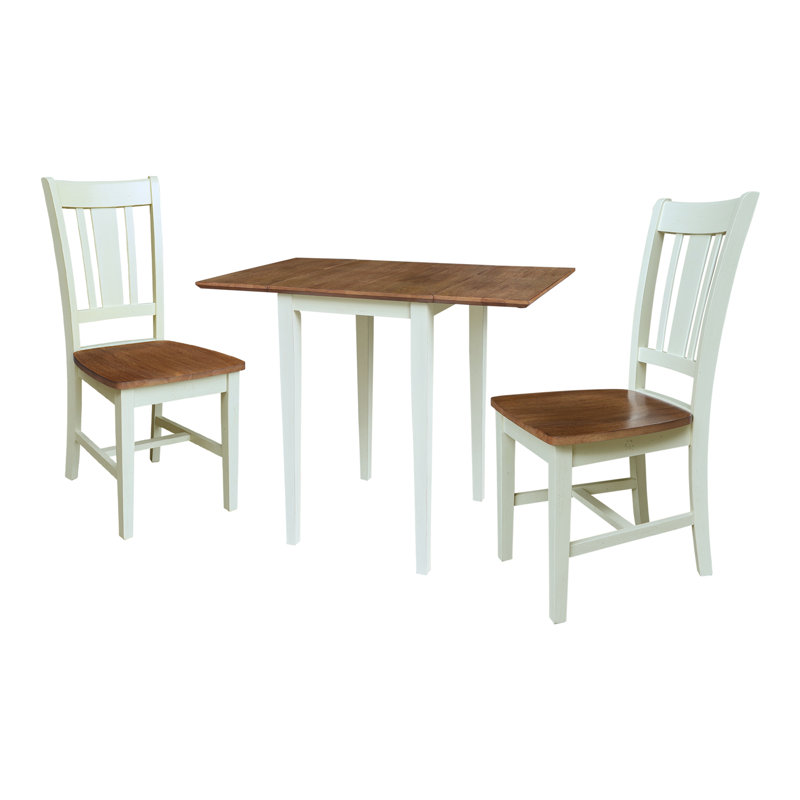 Ensemble de salle à manger en bois massif 3 pièces Berowalt, Noyer blanc / écorce