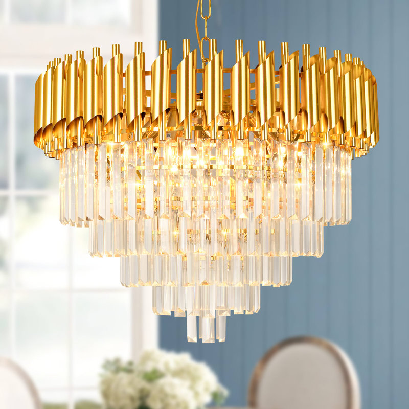 Lustre gradué à 8 lumières Prempal, Doré