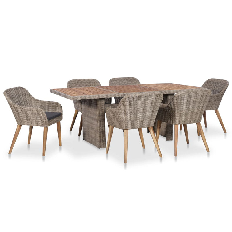 Minerville Rectangular Dining Set with Cushions, Gray, 8