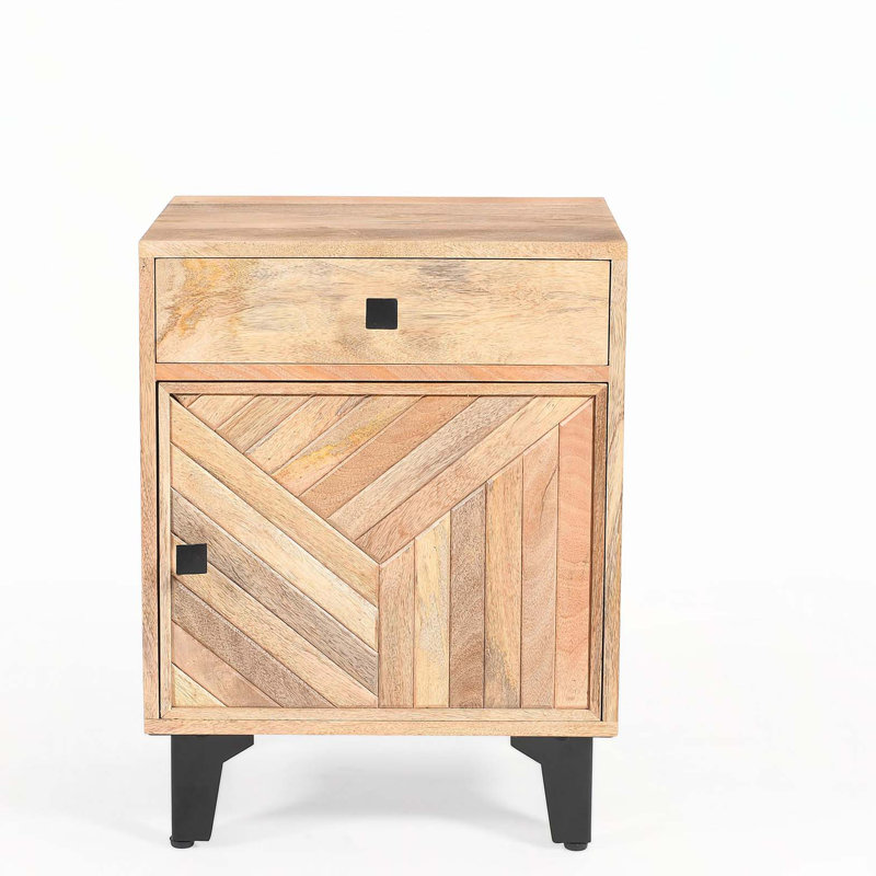 Solid Wood Nightstand, Natural