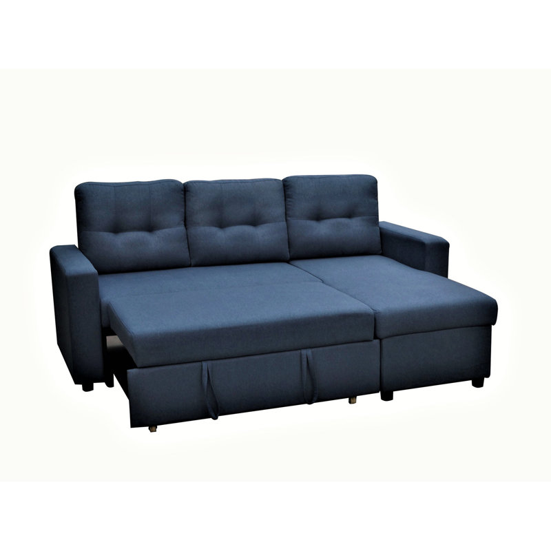 Blue L-shaped Sleeper Couch, Stylish 3 For Bedroom Convertible Sectional , , Space Saving