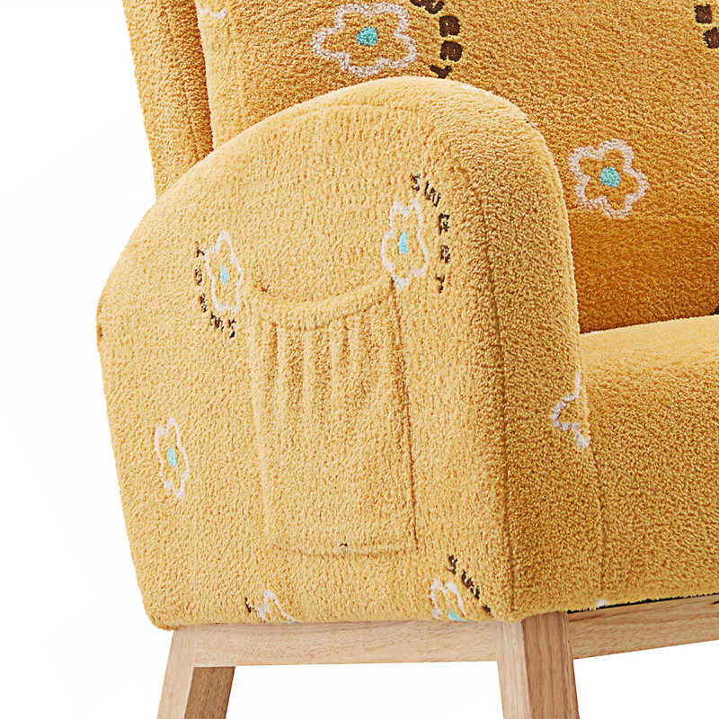 Chaise berçante moderne, fauteuil berçant d'appoint Mid-Century avec poche latérale