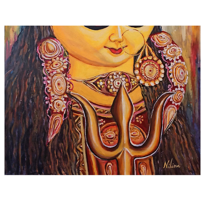 La déesse Durga | Peinture acrylique sur toile tendue | Par Nilina Guha