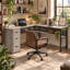 Bureau d'angle réversible de 150 cm (59,1 po) avec tiroir à dossiers suspendus et tablettes de rangement-2082890521