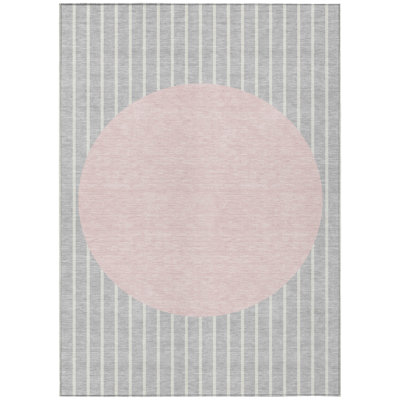 Machine Washable Indoor/Outdoor Chantille ACN994 Silver Area Rug