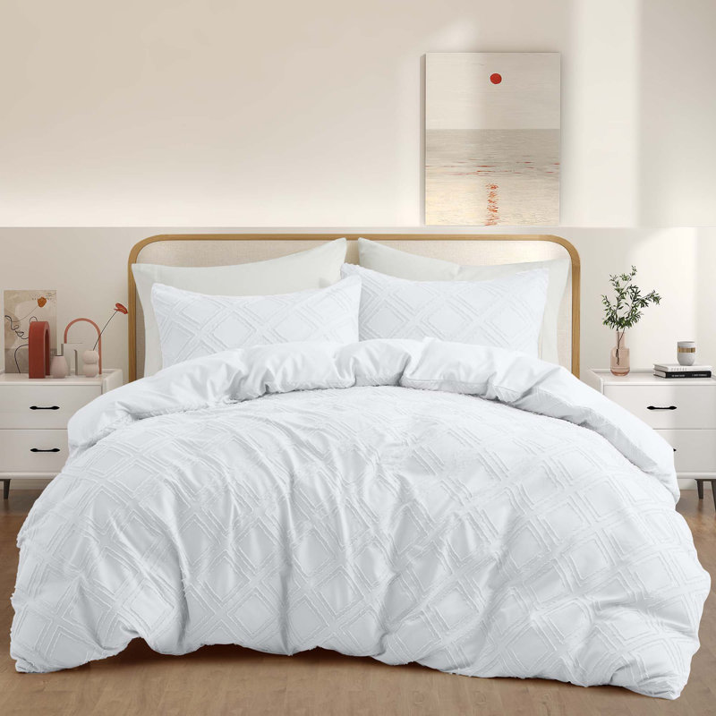 Standard Duvet Cover, White, King Duvet Cover+2 King Pillow Cases