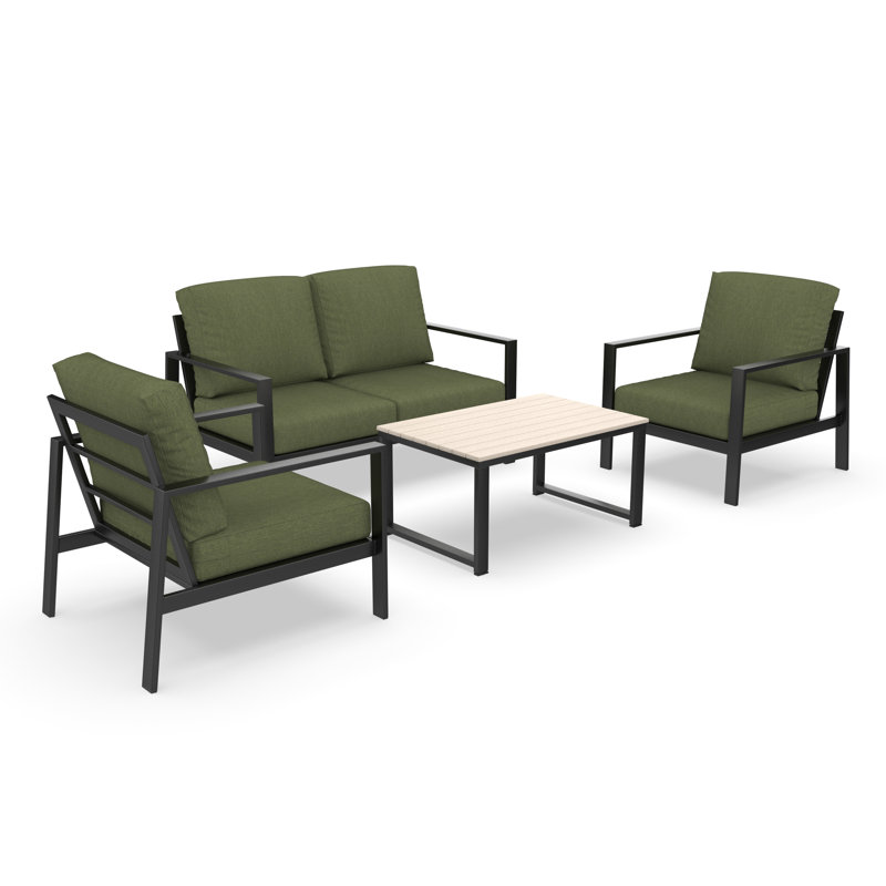 Ensemble de conversation Townsend avec coussins Sunbrella®, 4 Pcs: Table, Loveseat, 2 Chairs, Vert