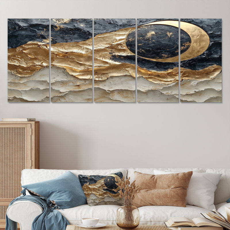 Chevalier - réalisme abstrait - art mural moderne, 5, H 32 po x l 80 po