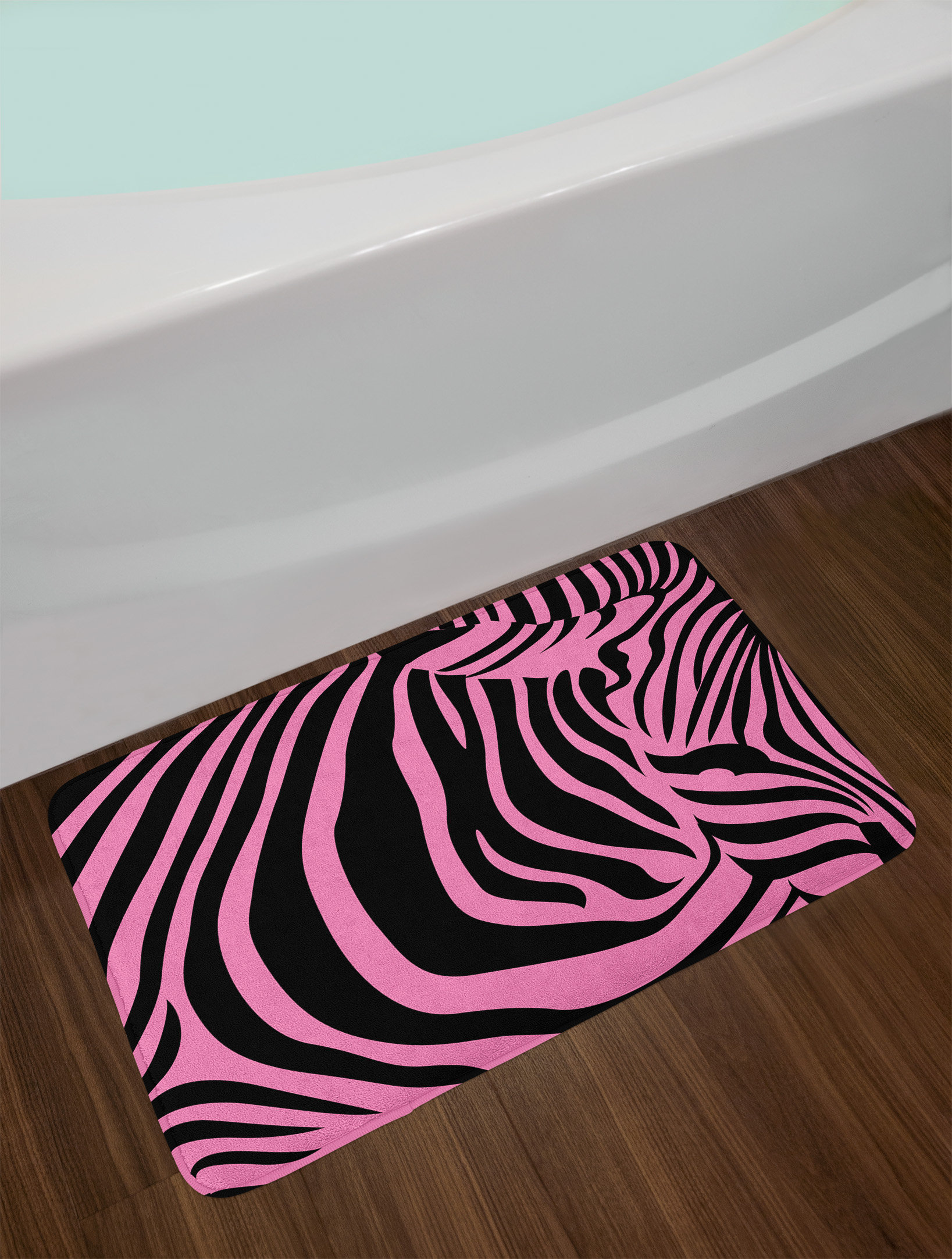 East Urban Home Vibrant Pink Zebra Bath Rug | Wayfair