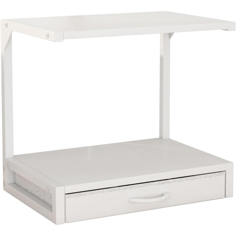 2-Tier Desktop Printer Stand With Fabric Drawer, Sturdy Home Office Organizer For Printers, 3D Printers, Fax Machines, Scanners, Compact And Space-Saving Design