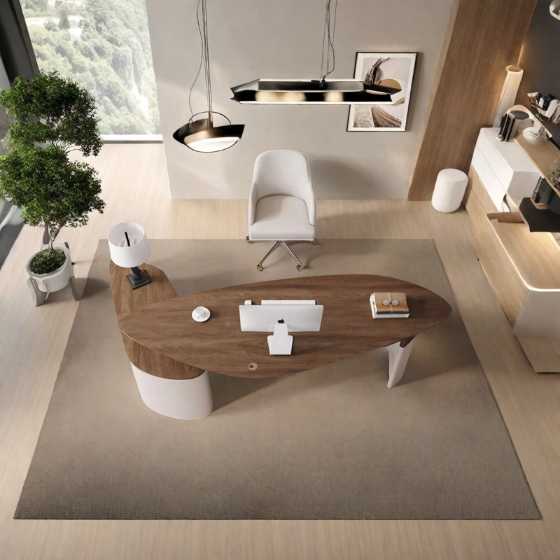 Table de bureau de qualité supérieure en bois massif avec art, H 29,53 po x l 70,87 po x P 27,56 po
